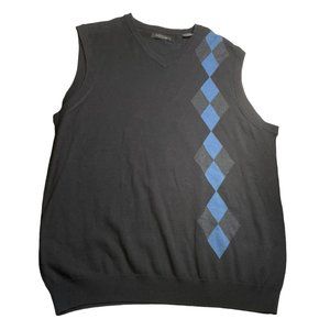 Argyle Sweatervest L Diamond V-Neck Sweater Vest Axist Pattern Blue Black Gray